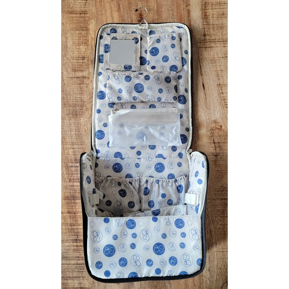 Samantha Brown Gray Nylon Hanging Cosmetic Travel Toiletry Case Organizer Bag‎